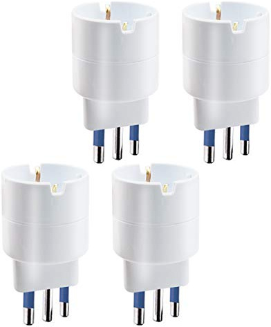 EXTRASTAR Set 4 Adattatore da Schuko a grande spina 16A,Bianco,Confezione da 4