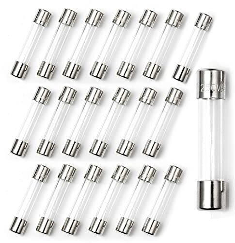 Chanzon 20 Stück VDE Prüf 6x30 15A Sicherungen Sicherung Glassicherung Glasrohrsicherung Feinsicherung Schnelle Glas Sicherung 125V Glas AGC-Patronen-Rohrsicherung schnell durchgebrannt 250 V