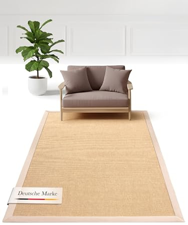 carpetfine Sisalteppich Beige 120x170 cm | Moderner Teppich für Wohn- und Schlafzimmer