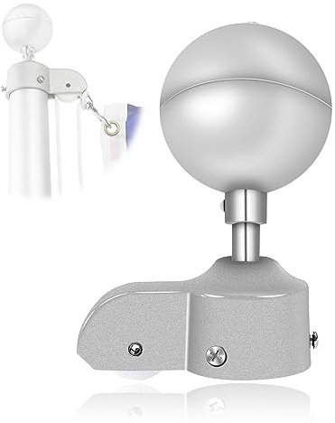 NQ Flagpole Top Replacement Kits - Silver Aluminum Flagpole Ball Topper Ornament and Flag pole Truck with Nylon Pulley, Fit 1.6 to 2 Diameter US Flag Poles (2 Truck & 3 Silver Ball)