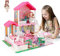 Mini Tudou Casa de Muñecas para Niñas,Casa de Muñecas con Luces,Alfombra de Juegos y Muñecas,DIY Juguetes de Construcción, con Accesorios Muebles Regalos para Niñas de 3 a 12 años