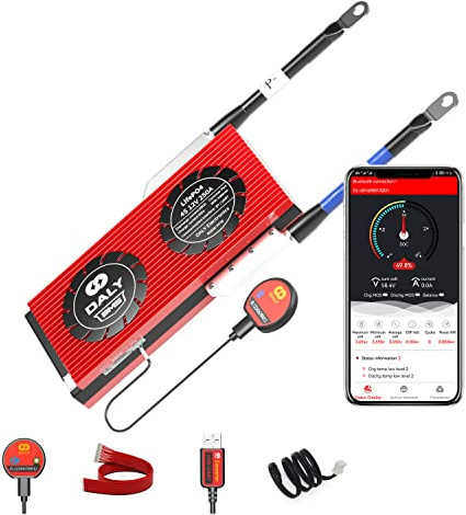 Daly Smart BMS 4S LiFePO4 12V 250A, Placa Protección Inteligente de Batería de Litio con Bluetooth, Equilibrio, NTC, para Almacenamiento de energía en el hogar, el Camping, Energía de Emergencia