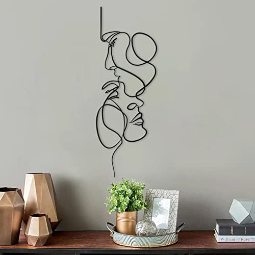 Metall Wanddeko Wohnzimmer,Schwarz Wand Bild menschliches Gesicht Deko für Kinderzimmer Babyzimmer living room(40x14cm)