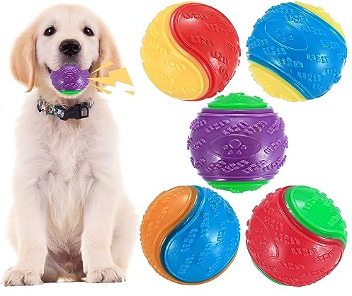 Squeaky Dog Balls, 5 Pcs Indestructible Dog Toys for Playing, Training, Interacting, Boredom