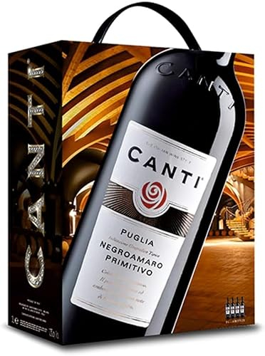 Canti - Italienischer Negroamaro Primitivo I.G.T., Rotwein, süßer und runder Geschmack mit Noten von brombeeren und roten Blumen, 3x300 ml