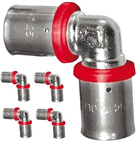 Suinga Pack 5 Codo para tubo multicapa 16 mm, para uso con máquina prensadora, gris