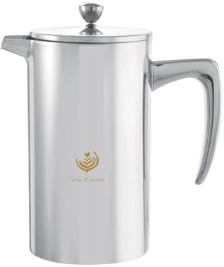 VIA CREMA FRENCH PRESS 800/1000 ml Glass/Stainless steel (Acero inoxidable, 1000 ml/34OZ)