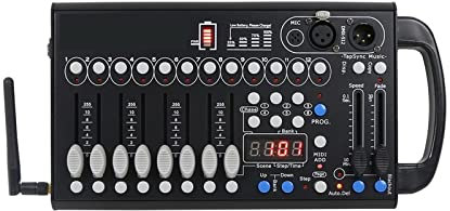 Controller DJ Batteria alimentata 192 DMX 512 Palcoscenico DJ Night club for la festa di illuminazione del palcoscenico di luce KTV Mini console per imparare a mixare(Color:192 battery)