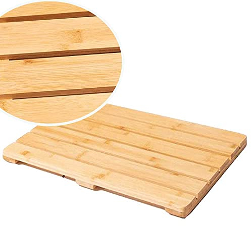LeGDOr Yaldram Badematte aus Bambusholz, Bambus-Duschmatte, rutschfeste, wasserdichte Duschwannenmatte für Badewanne, Dusche und Pool