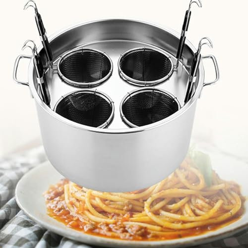 BTURYT Cuocipasta con Inserti, Set di Inserti per Cuocipasta a 3/4/5 Fori, Pentola per Pasta in Acciaio Inossidabile e Cestello per Filtro Inserto Pentole per Cucina Domestica Ristorante