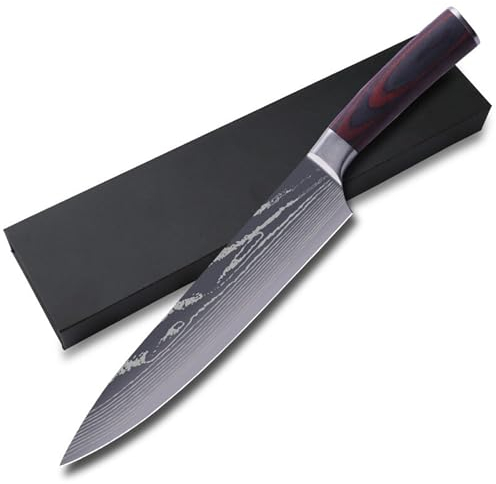 Plys Kochmesser 20cm Profi Küchenmesser: Scharfe Hochwertigem Carbon Edelstahl Messer - Chefmesser mit Ergonomischem Griff