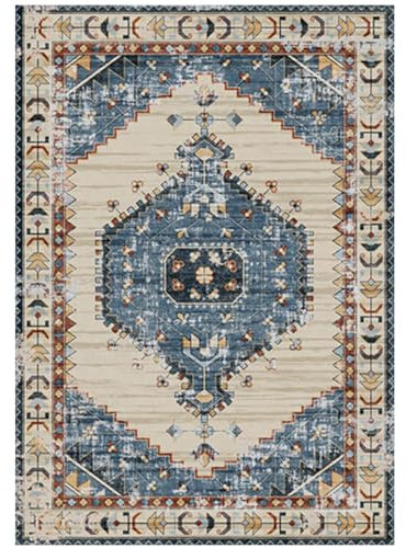 Marvin Tappeto Pelo Corto Salotto Moderno Randall per Soggiorno Camera da Letto Divano Salone Antiscivolo Grande (Persiano/blu, 100X150cm)