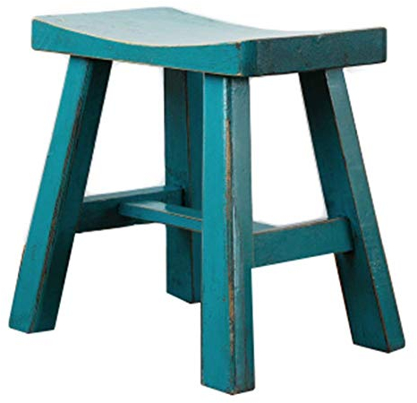Fußhocker, Ottomane, Schuhhocker, kleine Bank, Sattelsitzhocker, Holzfußhocker, dekoratives Zuhause, Küche, Wohnzimmer, 4 Farben (Farbe: Blau, Größe: 48 x 28 x 47 cm)