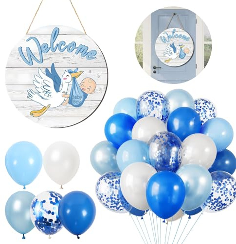 Welcome Baby Ballon Gender Reveal für Baby Zimmer & Festdekoration | 32 Pièces, Panneau de Bienvenue, Décoration Bébé Garçon, Décoration Anniversaire, Bienvenue Bebe, Welcome Home