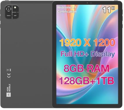 AGM PAD T1 Android 14 Tablet,8(4+4) GB RAM 128GB/1TB TF, 11'' FHD Display Widevine L1 Tablet