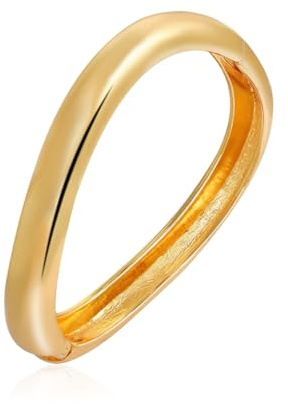 Eigso Gold Plated Womens Bangle Bracelets Vintage Hinge Thick Open Cuff Bangles Wristlets for Woman Man