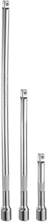 sourcing map 1/4 Drive Impact Extension Bar 3 6 10 Chrome Vanadium Steel Extra Long Socket Wrench Extender Square Drive Socket Driver Handle for Loosening and Tightening Silver 3-Piece Set