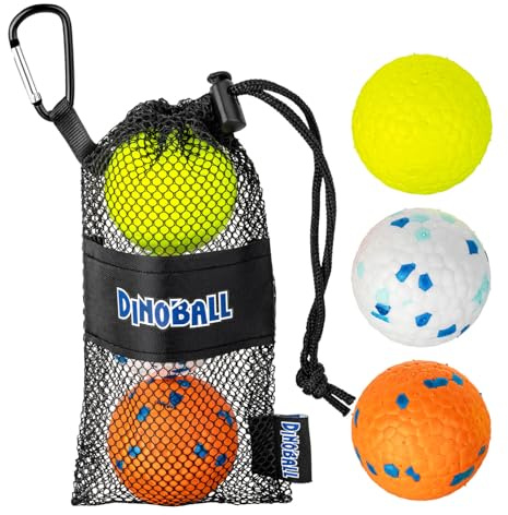 DINOBALL Hundeball Unzerstörbar - 3er Set Dauerhaftes Hundespielzeug | Robuste Tennisbälle für Aggressive Kauer | Perfekt für Große, Mittelgroße & Kleine Hunde sowie Welpen (5cm (3er-Set))