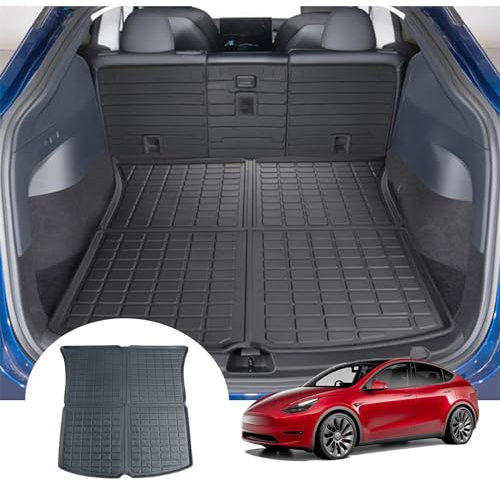 LXBSXY Maßgeschneidert Gummimatte Kofferraumwanne für Tesla Model Y 2023 2022 2021,Anti Rutsch Matte Auto,Schutzmatte schwarz,Kofferraummatte Zubehör,1pcs