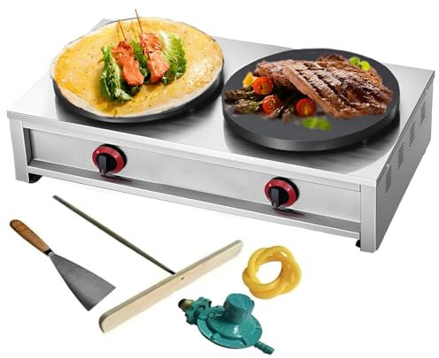 KJHYYPP Grande crêpière hollandaise à Deux plaques, en Acier Inoxydable, Plaque chauffante, antiadhésive, Multifonction, Appareil de Cuisson