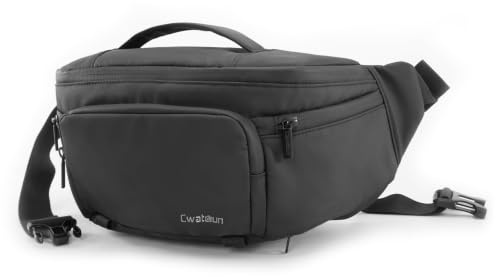 Cwatcun Camera Waist Bag, Waterproof Camera Waist Case for Photographers | Camera Bag With Anti-Theft Design For DSLR/Digital Camera, Easy To Clean, Compatible with Nikon Canon Eos r50. Y15, Black. L