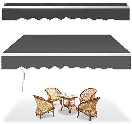 Hebitod Retractable Manual Awning, Multi Size DIY Folding Awning with Hand Crank Patio Garden Sun Shade Canopy Gazebo, Anti-UV and Waterproof for Courtyard, Balcony, Restaurant (3x2.5m, Grey)