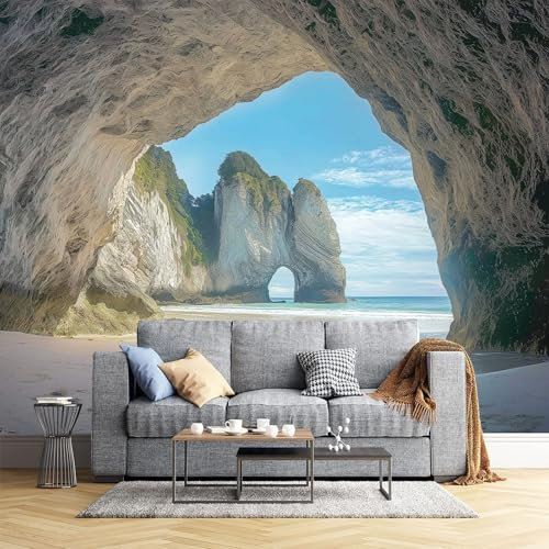 Papel Pintado Arco De Roca Natural Pared 3D Papel Tapiz - Playa Blanca Murales Tapiz Fotomural para Sala Cuarto Oficina Salón Tv Fondo Pared Dormitorio Decoración