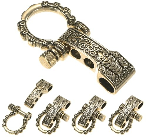 TIXIPEM Hebilla de grillete de pulsera de paracaídas [5 piezas] - Grillete de arco ajustable con patrón de metal para pulseras de supervivencia, cinturón y cuerda al aire libre - [Cabeza redonda