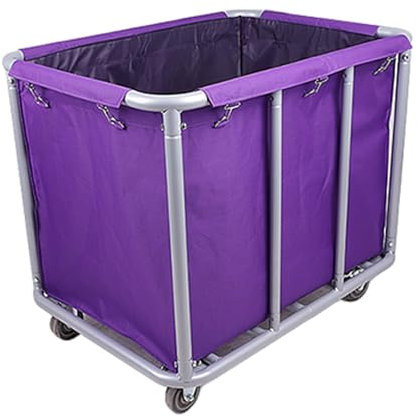GBPLDMAQ Putzwagen Reinigungswagen aus Edelstahl, Wäschekorb mit Rädern, Dicker Oxford-Stoffbeutel, Großes Fassungsvermögen und Geräuscharmes 4-Zoll-Rad(Purple)