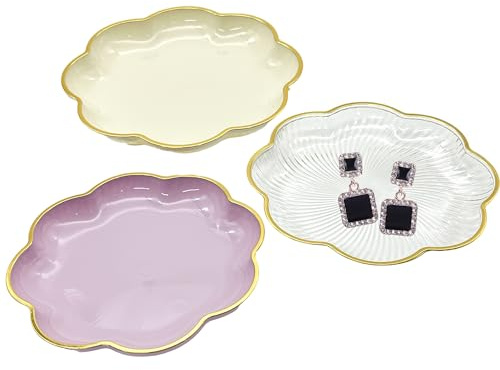 OHYER Bandeja para joyas, llavero, almacenamiento de joyas, bandeja para llaves, pasillo, bandeja decorativa de maquillaje, organizador de bolsillo, decoración de boda, decoración de boda (flores de
