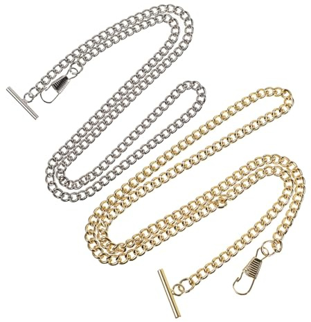 Toyvian Robuste Taschenuhrketten mit Hellem Retro Design aus Eisen in Silber 2 Stück als Metallene Kette für Taschenuhr oder Dekoratives Accessoire für Herren und Damen