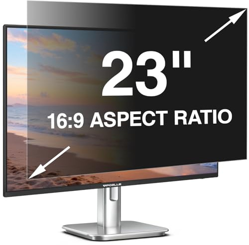 Pozlle 23 Inch Computer Privacy Screen Filter for 23 16:9 Aspect Ratio (510 x 287 mm) Monitor, Anti Spy Anti-Glare Blue Light Blocking Screen PC Protector Film, Removable Screen Privacy Shield