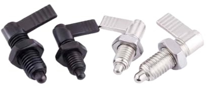 1 pièce M12 Goujon d'indexation à ressort télescopique de type auto-verrouillage en acier au carbone à poignée en L, piston à bouton, diamètre de la tête du piston 6mm