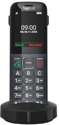 Gigaset Comfort 600 SIM – 4G Volte HD-Telefon mit 2,4 Farbdisplay, Bluetooth 5.0, Hörgerätekompatibel, Großer Speicher für 500 Kontakte, kompatibel in DE, IT, FR, NL, BE, Che, AUT, anthrazit