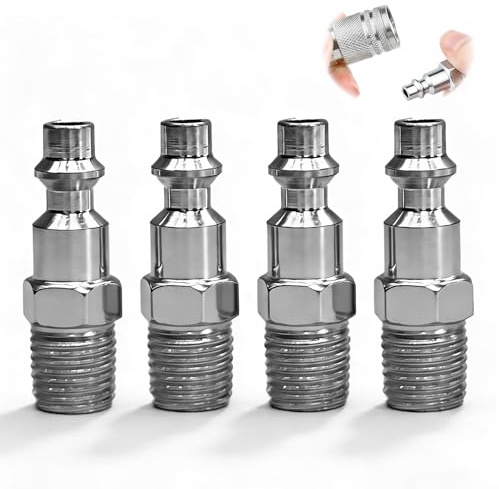 Ruvan 4 Stück Druckluftkupplung 1/4 Zoll, Druckluft-Schnellkupplungen, Außengewinde Hochdruck Druckluftkupplung, für Kompressor & Pneumatikwerkzeuge, Kompressoren und Pn