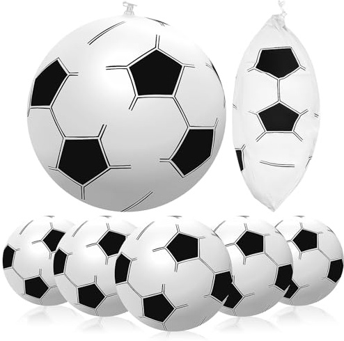HEMOTON 6 Palloni da Calcio Gonfiabili in Pvc, Giocattoli Gonfiabili per Feste, Spiaggia e Giochi All’aperto, Resistenti e Portatili per Divertimento in Cortile e Parco