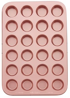 Wiltshire Vassoio per muffin da 24 tazze in oro rosa, senza PFOA PTFE, rivestimento antiaderente, teglia rivestita rettangolare, teglia in lamiera d'acciaio, acciaio al carbonio, 38,7 x 26,2 x 2,1 cm