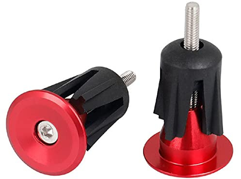 Azarxis Bicycle Bar End Plugs Aluminum Bike Handlebar Cap for Most Road Bike Mountain Bike BMX MTB Fixie (Red - 23.3mm - 2 Pack)