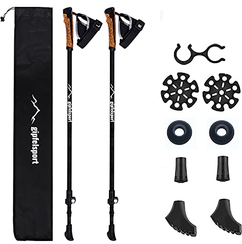 gipfelsport Nordic Walking Stöcke Aluminium - Teleskop Walking Stöcke verstellbar | Nordic Walking-Stöcke für Herren & Damen | Walkingstöcke, Stock verstellbar von 77cm - 120cm, extrem robust