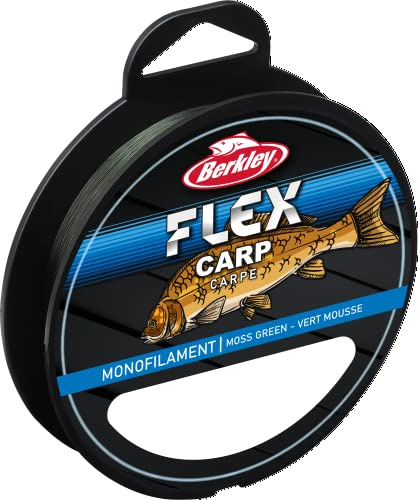 Berkley Flex Carp, línea de Pesca, monofilamento, Pesca de Carpa, Unisex, Verde Musgo, 0,25 mm | 4,8 kg | 500 m | 550 Yardas