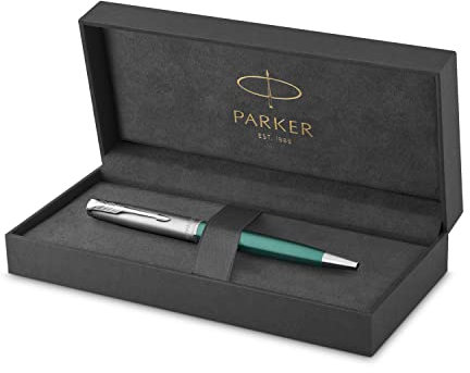 PARKER Sonnet Essentiel Ballpoint pen, Green, Chrome trims, Medium Point black refill, Geschenkbox