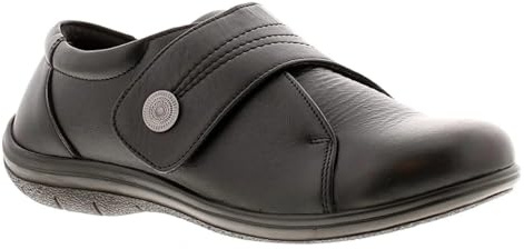 Dr Keller Womens Rita Wide Fit Real Leather Touch Fastening Casual Comfort Shoes Black (EE Fitting)