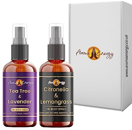Insect Repellent Body Spray 2 Pack Gift Box Set | Citronella & Lemongrass 10ml and Lavender & Tea Tree 10ml