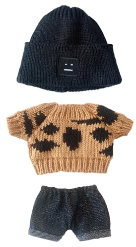 niannyyhouse 20cm Plüsch Puppe Kleidung Quadrat Gesicht Hut Pullover Jeans 8in Stuffed Doll Dressup (A-4)