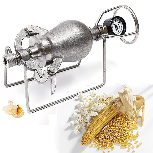 288ML Popcorn Machine, 304 Stainless Steel Old-fashioned Hand Popcorn Machine, Grain Amplifier, Suitable for Corn, Mung Beans, Rice, Wheat, Soybeans, Black Rice