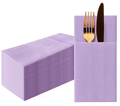 PAW Linen Feel Pocket Napkins 1/8 Fold, 25 Pack - Violet
