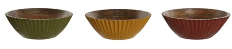 Home ESPRIT Ensaladera Amarillo Verde Coral Madera de Mango 30 x 30 x 12 cm (3 Unidades)