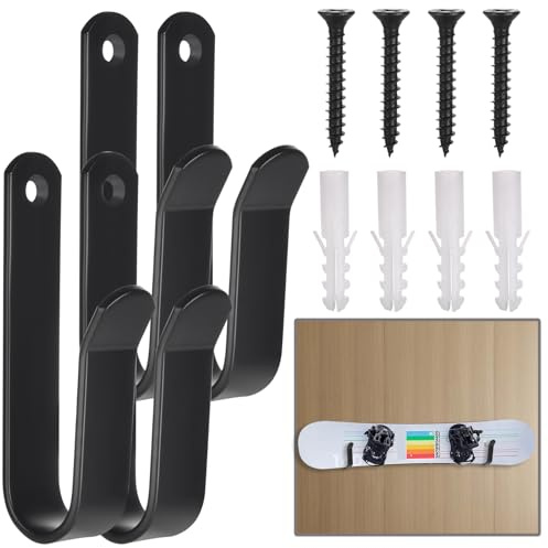 GGXZHT 4piezas Soporte de Pared para Snowboard, Estante de Exhibición para Snowboard, Acero Fuerte Snowboard Wall Mount para Habitación Garaje
