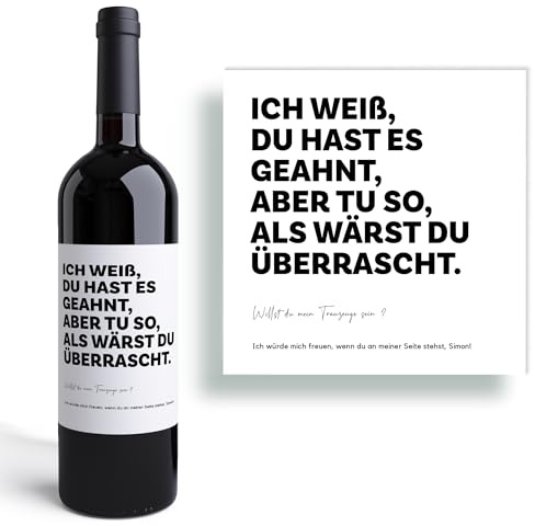 Trauzeuge I Personalisiertes Weinetikett I Hochzeit I Bräutigam I Geschenk I Trauzeuge fragen I Hochzeitsplanung I Klebeetikett I Wedding