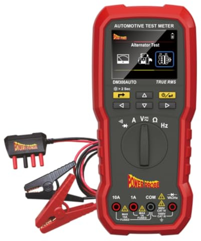 Power Probe DM300AUTO Digital Automotive Multimeter, True RMS 6000 Count Colour TFT Meter, 12V 24V Battery and Alternator Tester, Cranking Test, Fuse Current, CAT III 1000V